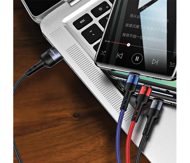 USAMS Kabel pleciony 3w1 0,35m 2A (lightning/microUSB/USB-C) - 1569027 - zdjęcie 13